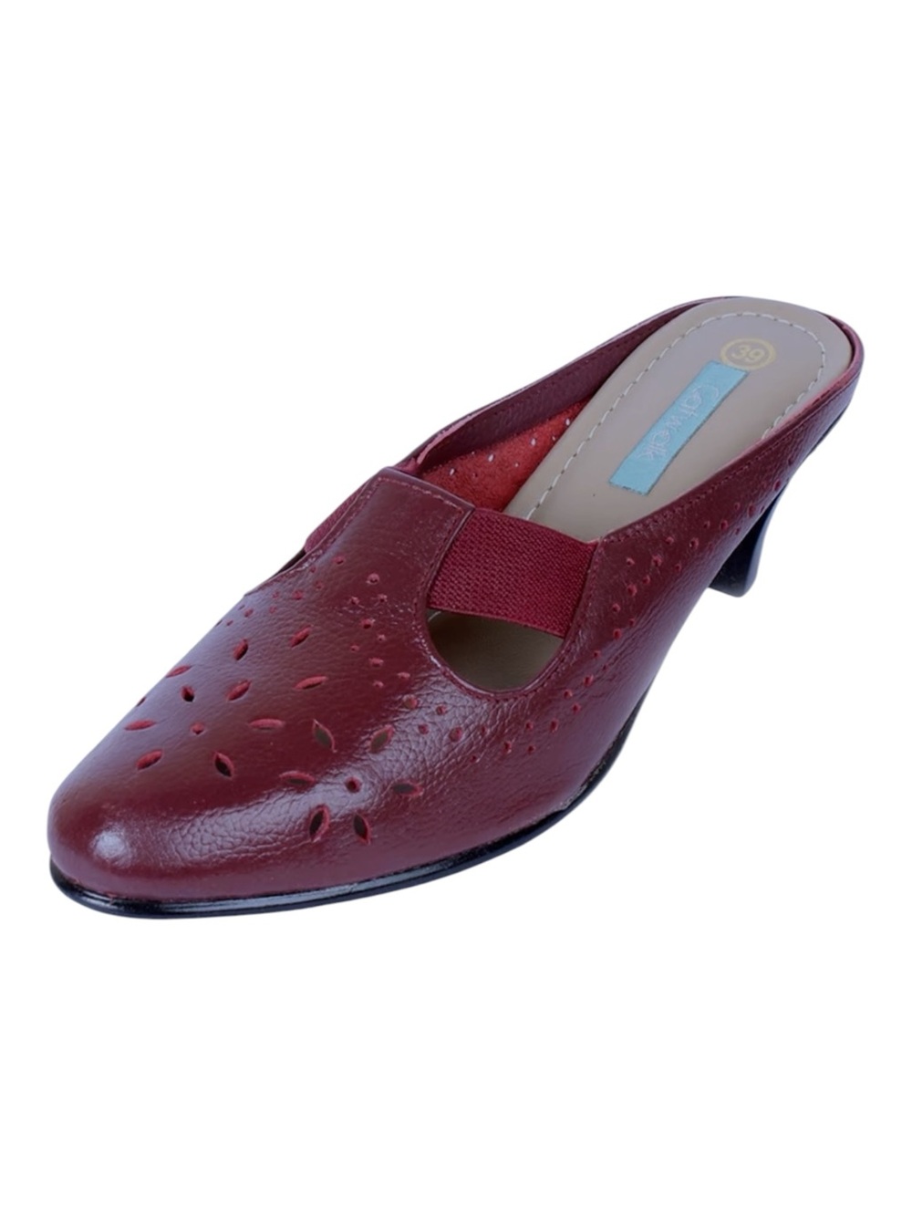 CATWALK Leather Slip-On Kitten Heel Mules